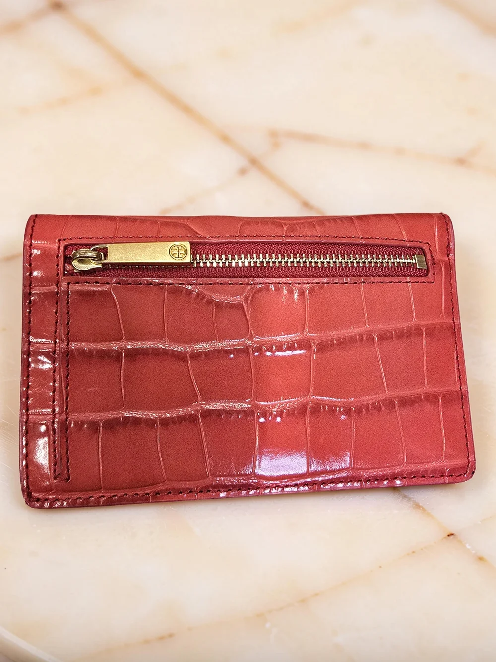 Tory Burch Red Emerson Leather Croc-Embossed Backpack & Wallet Set